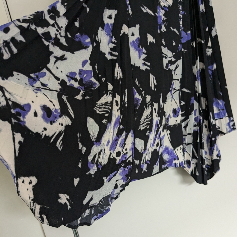 EUC Simply Vera Black Purple Pleated Sleeveless Dress, WS - Picture 7 of 7
